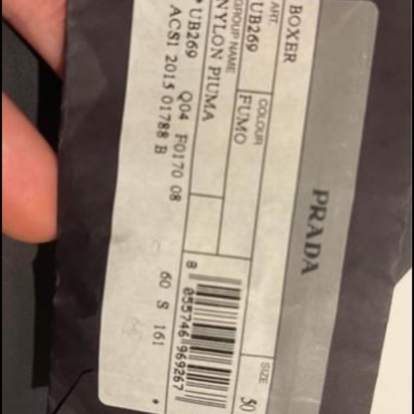 Prada Mens bathing suit size US 40 dark gray with blue elastic band never worn - Picture 7 of 7